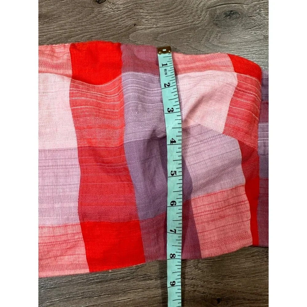 English Factory NWOT Pink Red & Lavender Buffalo Check Multi-Way Tie Top Small - Picture 12 of 13